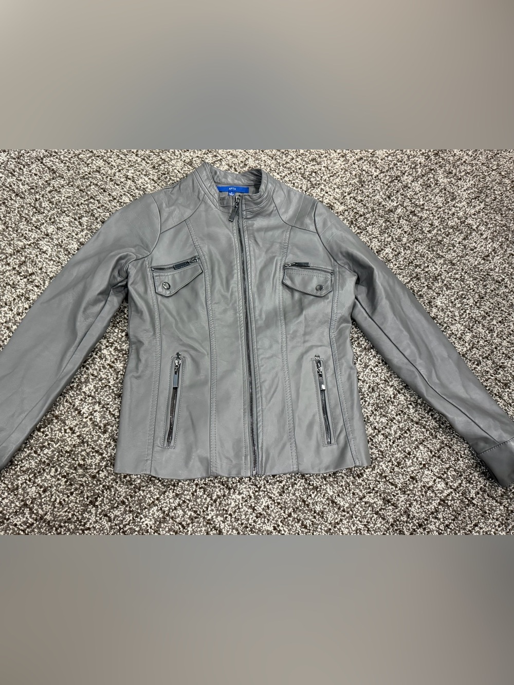 Apt. 9 Women's Gray Faux Leather Moto Jacket, Sz S - Bikercore, Moto, Grunge